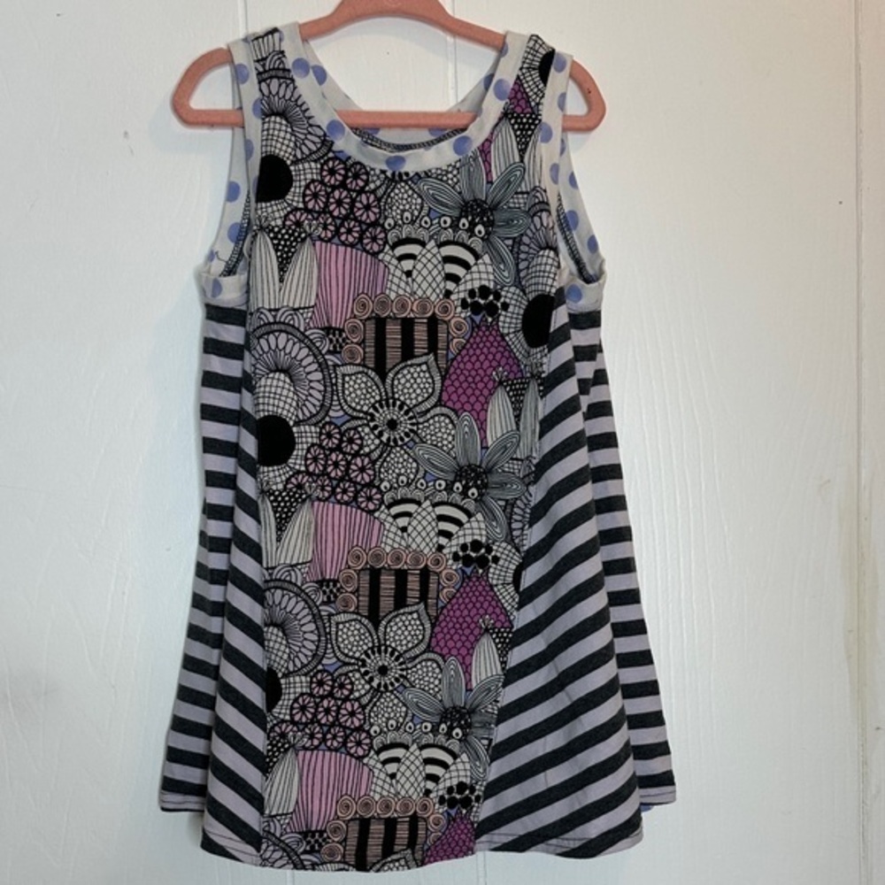 Matilda Jane Black, White, and Purple Patterned Tank Top